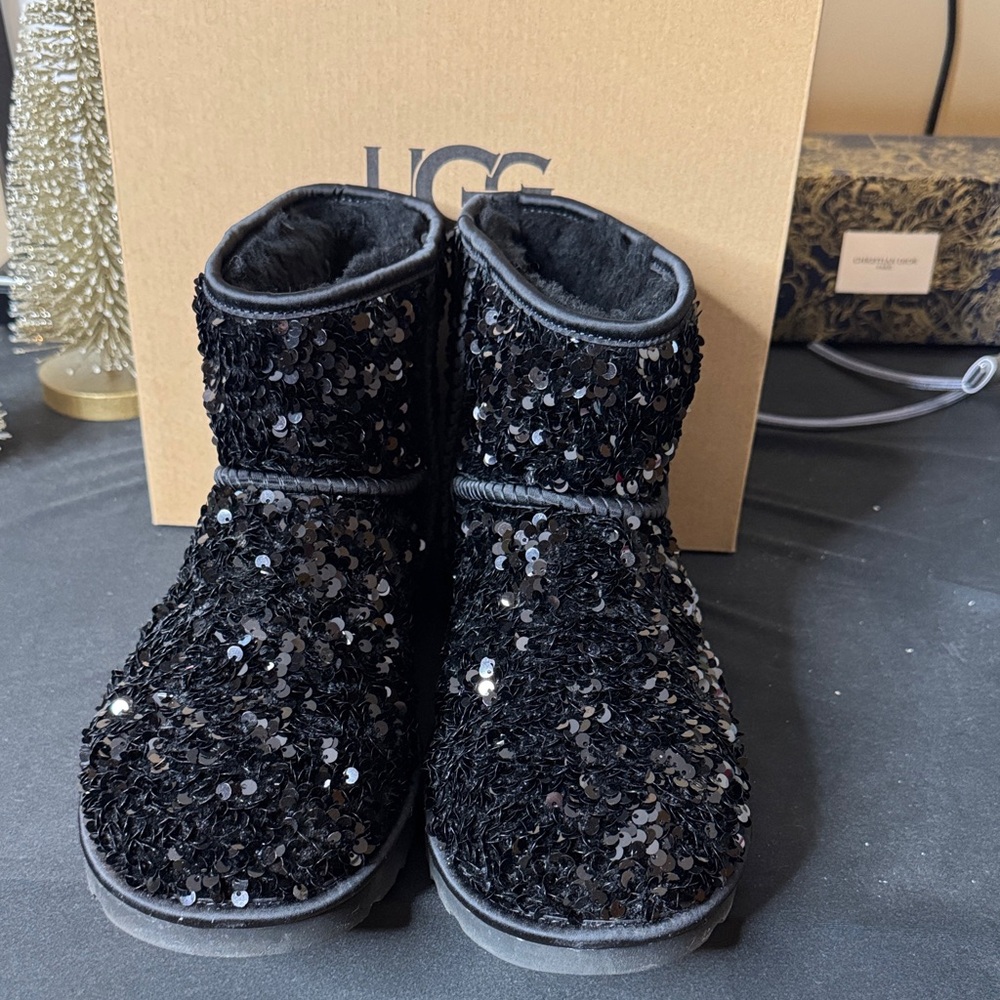 UGG Black Sequin Ankle Boots